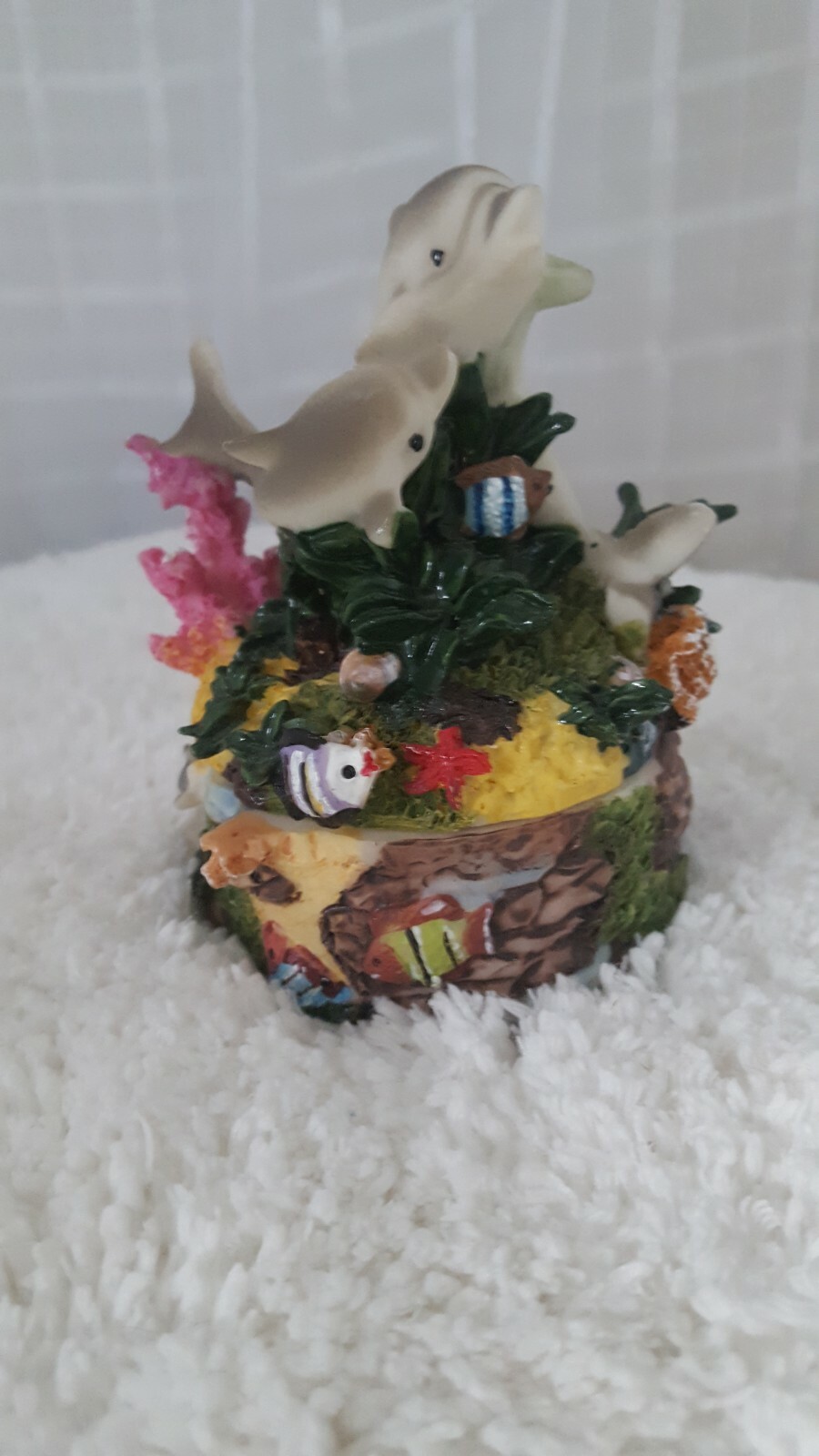 Dolphin Jewelry Box in Grey Brown Blue Pink Colors-image