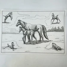 Springtime Horses #2914 Tri-Chem Chart Picture To Paint 1985 Vintage