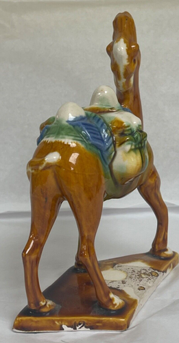 Vintage Chinese Tang Dynasty Style Sancia Glazed Ceramic Camel Figurine - Picture 9 of 19