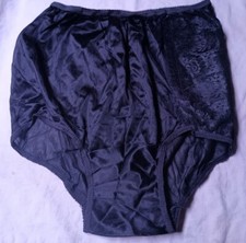 VTG L granny panties nylon Wide gusset Black Chiffon Lace Fancy Sissy Frilly