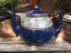 Rare Classic Sadler Original Brown Betty 2pt Teapot Aqua Blue gilt floral design