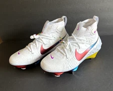 Nike Alpha Huarache NXT DJ6517-106 White Rainbow Metal Baseball Cleats Size 7
