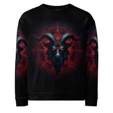 Baphomet Goat Head Unisex Sweatshirt Gothic Satanic Black  Red Design