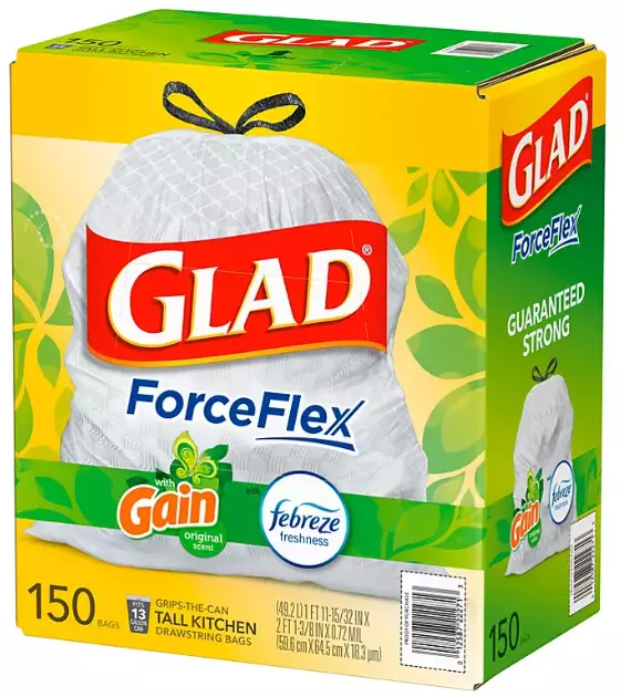 Glad ForceFlex 13 Gallon Tall Kitchen Trash Bags, Gain Original