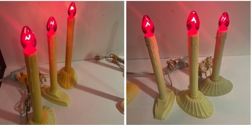 6 Lighted Holiday Candle Sticks Window Electric Plastic Wax Drip Lights Vintage - Picture 3 of 10