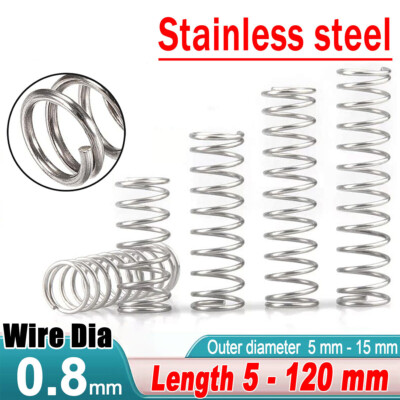 #ad Compression Spring 0.8mm 304 Stainless Steel Length 5 To 120mm Pressure Spring $6.09