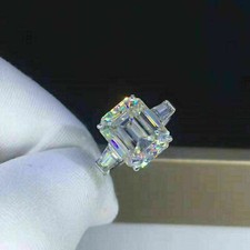 Emerald Cut 2.80Ct Diamond White Gold Finish Engagement Ring Simulated in Size 9