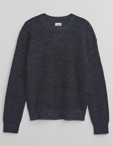 NWT Gap $39.99 Kids Waffle-Knit Crewneck Sweater, Tapestry Navy, Sz M(8) - Picture 1 of 3