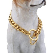 Chain Dog Collar 18K Gold Cuban Link Dog Chain Chain Collar Metal Stainless S...