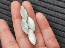 Vtg Mother of Pearl Abalone Brooch Pin Gold Tone C Clasp Prong Art Deco 