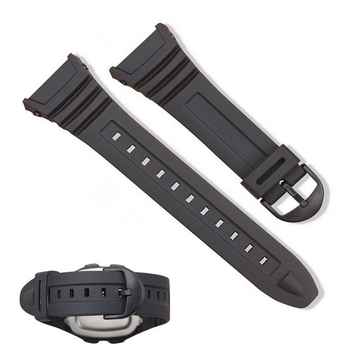 Passend für W-96H Uhrenreparatur Ersatz PU Uhrenarmband Uhrenarmband Gürtel Schwarz 18mm - Bild 1 von 6