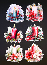 Beautiful DIE CUT CARD TOPPERS Christmas Candles Xmas Flowers Cardmaking