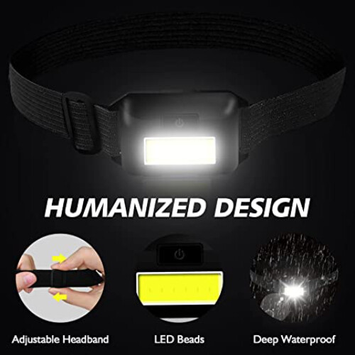 Portable Lighting COB Headtorch LED Headlamp Mini Battery Headlight LED Lamp - Bild 2 von 7