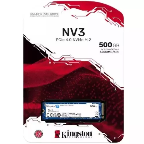 Kingston 500Gb NV3 SSD M.2 PCIe 4.0 NVMe (SNV3S/500G) 5000/3000Mb/s New + Boxed