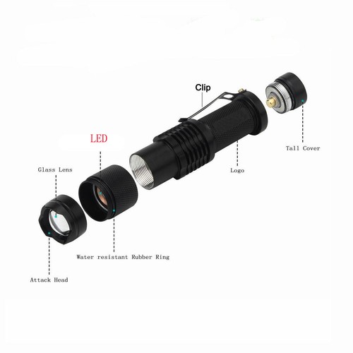 Linterna LED brillante de un solo emisor antorcha lámpara aleación de aluminio duradera - Imagen 3 de 7