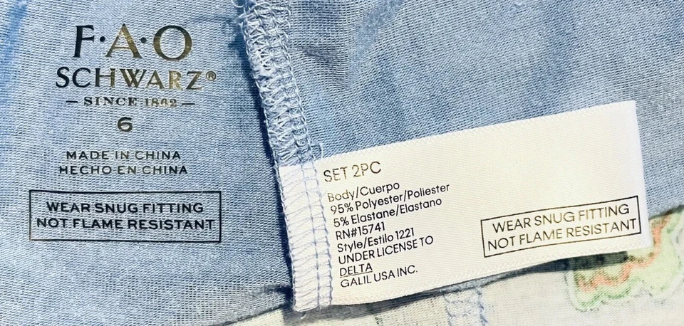 ¡NUEVO! FAO Schwarz Juego de 2 Pijama Azul Navidad Niños 8 Nuevo Con Etiqueta, ¡SIN HUMO! Foto 3 de 4