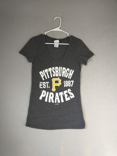 Camisa para mujer Pittsburgh Pirates pequeña gris manga corta cuello en V 5th Ocean MLB - Imagen 1 de 9