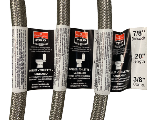 Fluidmaster Pro Series 3/8 in x 7/8 in. Braided SS 20"Toilet Connector - 3 Pack - Picture 3 of 6