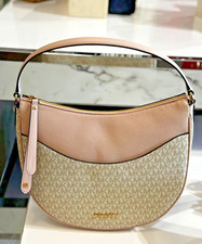 Michael Kors Dover Large Half Moon Shoulder Bag Purse Handbag Powder Blush Multi