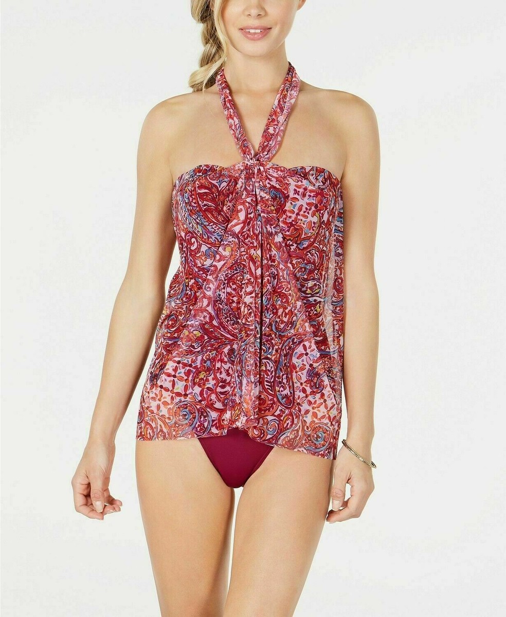 小悪魔的【LAUREN Ralph Lauren】レオパード柄ワンピース水着 LAUREN Ralph Lauren Flyaway Paisley Bandeau Tummy Control