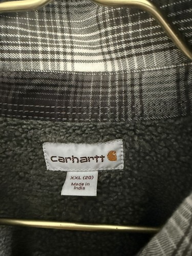 Youth Carhartt Sherpa Lined Snap Plaid Flannel Jacket XXL 18/20 - Picture 4 of 17