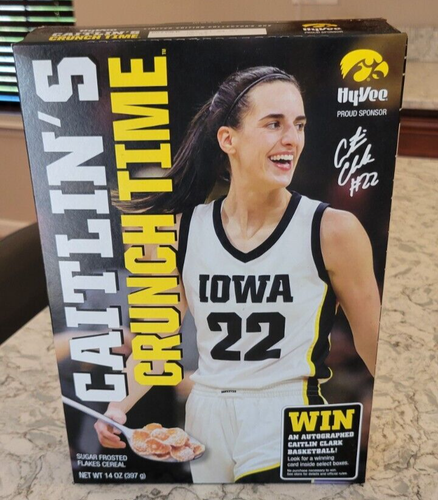 Caitlin Clark Crunch Time Iowa Hawkeye versiegelte Müslischachtel LESEN SELTENER ZUSTAND!