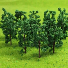 50pcs N Scale 1:160 Tower Trees 5cm Green Iron Wire Trunk Model Trains Layout