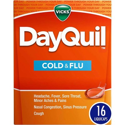 Vicks DayQuil Cold & Flu Multi-Symptom Relief, 16 LiquiCaps