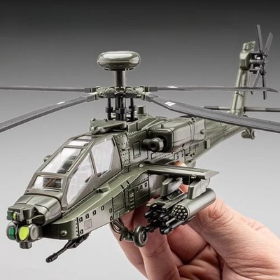 1:32 Scale AH-64 Helicopter Model Toy Diecast Alloy Rotatable Propeller Light So