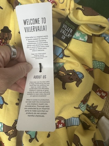 *NEW* NWT Villervalla Girls Organic Long Sleeve Dachshund Dog Dress 128 Size 6/7 - Picture 7 of 9