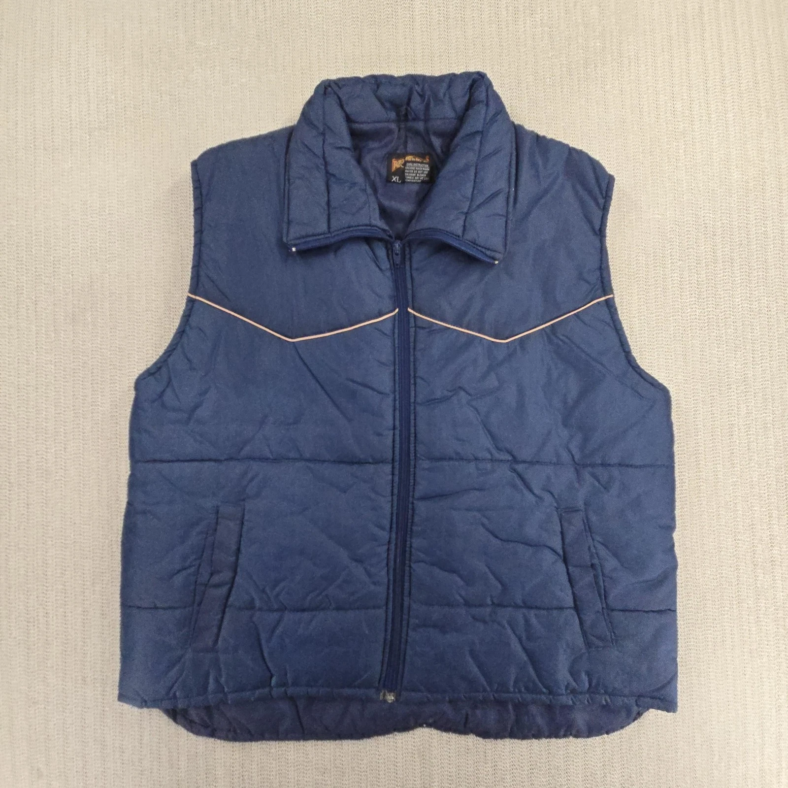 Vintage Rio Grande Vest Mens XL Blue Puffer Western Quilted Insulated Cowboy 80s