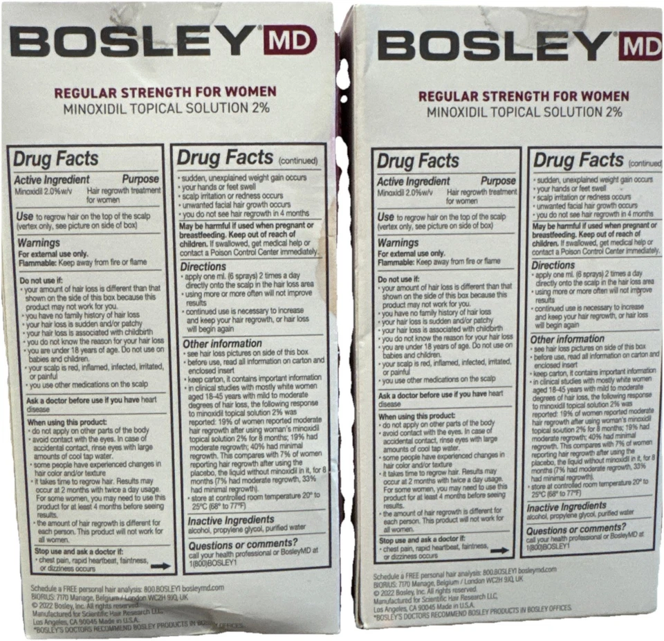 2 Brand New Bodley MD Hair Regrowth Treatment For Women 1-60mL / 2 FL. Oz. - Image 4 of 4
