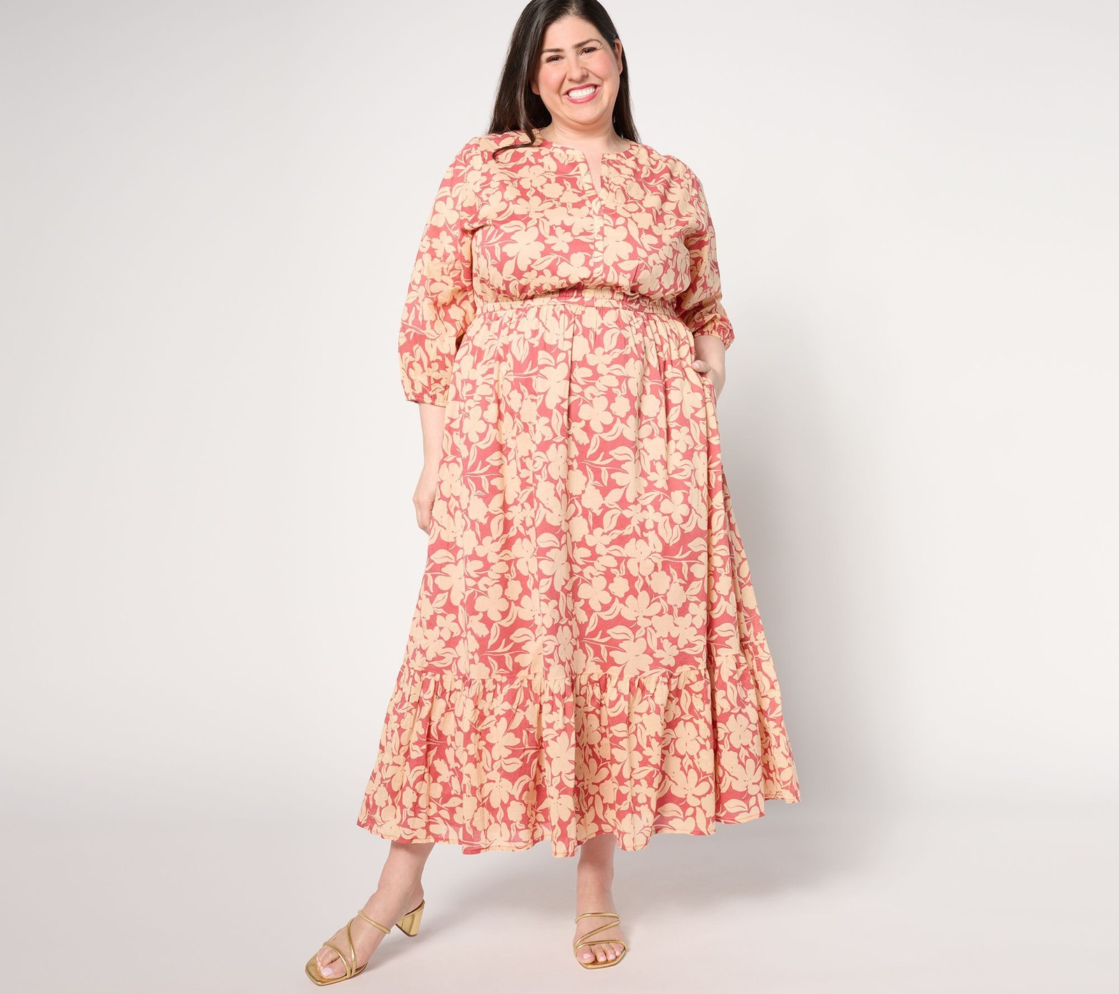 BEAUTIFUL by Lawrence Zarian Women's Dress Sz L Cotton Multi-colored A646319
