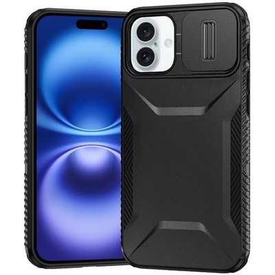 For iPhone 17 Case Rugged Side Grip with Sliding Lens Cover + Tempered Glass
