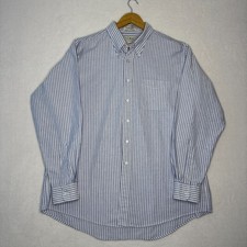 Vintage 80s LL Bean Oxford Shirt Mens 18-36 Blue White Stripe OCBD Made in USA