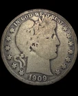 1909 Silver Barber Half Dollar - Scarce  Better Date  No Reserve Private Estate$