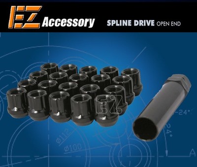 20 Pc Set Open End Spline Drive Lug Nuts | Black | 1/2'' | Ford Mustang Explorer