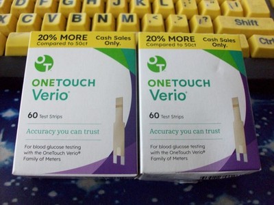120 ONE TOUCH VERIO TEST STRIPS, 2 X 60, EXP 12-31-26, GOOD SEALED BOXES