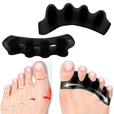 2PCS Toe Separators for Women and Men, Gel Spacers Pedicure Black 