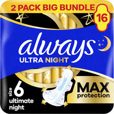 Image of 16 x Always Ultra Sanitary Towels Secure Ultimate Night (Size 6) with Wings