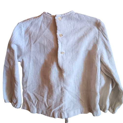 Sz 6 Vintage 70's Peasant Top Girls White Embroidered Belt Textured Cotton Hippy - Picture 4 of 8