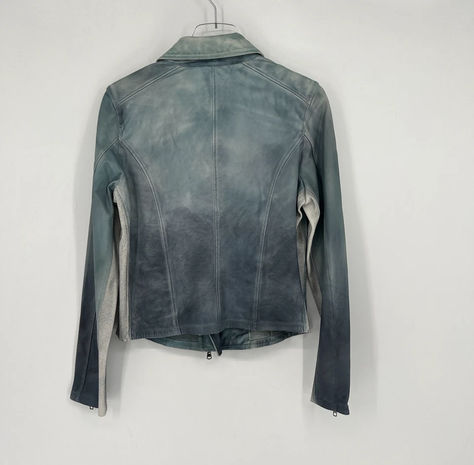 Chaqueta de Cuero Simple Laguna Para Mujer M Azul Ombre Grunge Motociclista Foto 3 de 4