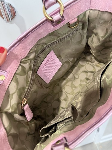 Vintage Coach Tasche Stroh und Rosa Leder geflochten Umhängetasche RAR - Bild 15 von 16