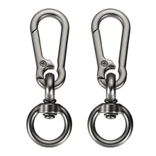 2Pcs Swivel Spring Snap Hook Clip, 2.52" Keychain Clip, Matt Metallic Black