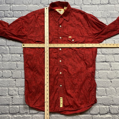 Larry Mahan Western Shirt Mens L Red Floral Pockets Pearl Snap Cowboy Rodeo Show - Picture 4 of 11
