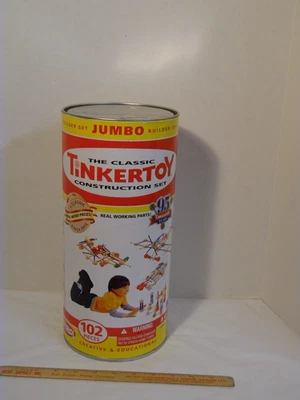 Tinkertoy Jumbo 95/102 Piece Construction Set Canister Playskool 2009 - Image 1 of 4