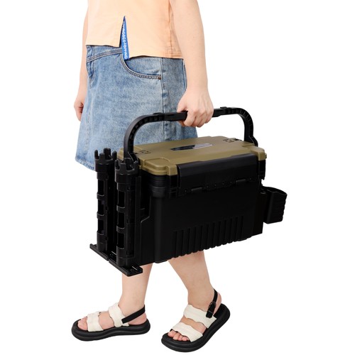 Fishing Tackle Box Organizer w/ Shoulder Strap + 2 Rod Holder + 2 Cup Holder - Picture 55 of 61