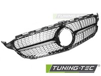 KüHlergrill Mercedes C-Klasse W205 Ab 2018 Bis 2021 Diamant Look Schwarz Chrom-4