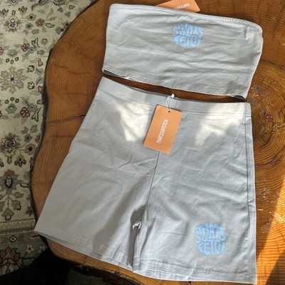 That s So Fetch Gray 2-piece Shorts Tube Top Set Size Large NWT loungewear   