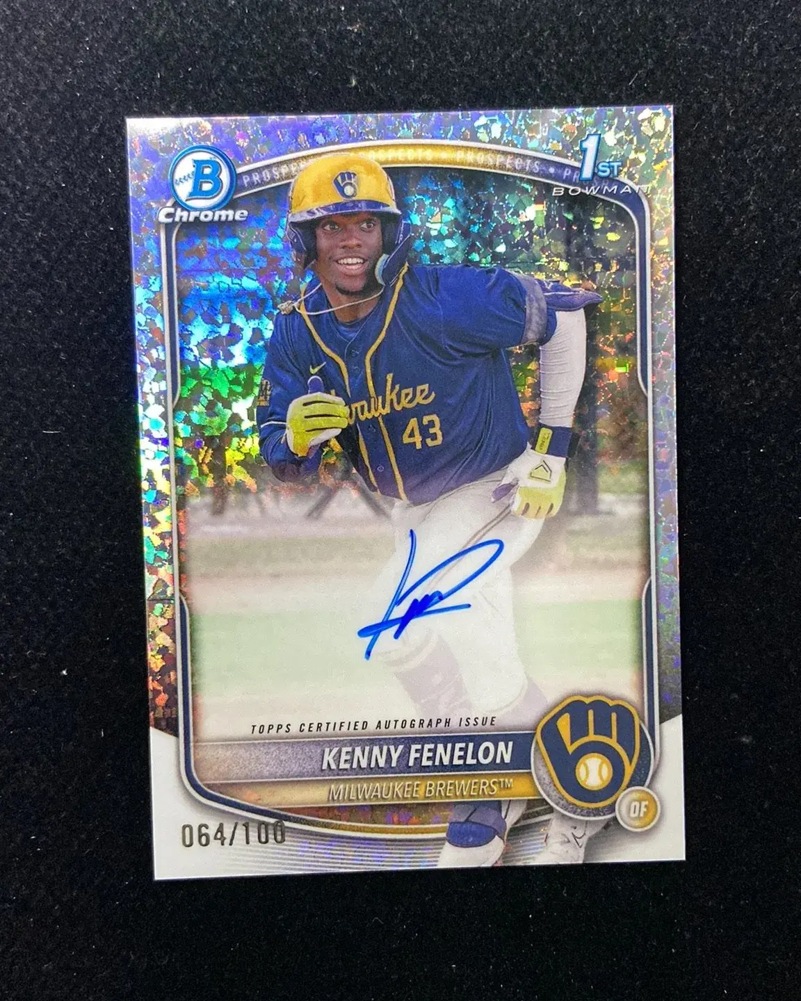 2025 Topps Bowman Chrome Mini Diamond #CPA-KF Kenny Fenelon 1st Auto 64/100 HD